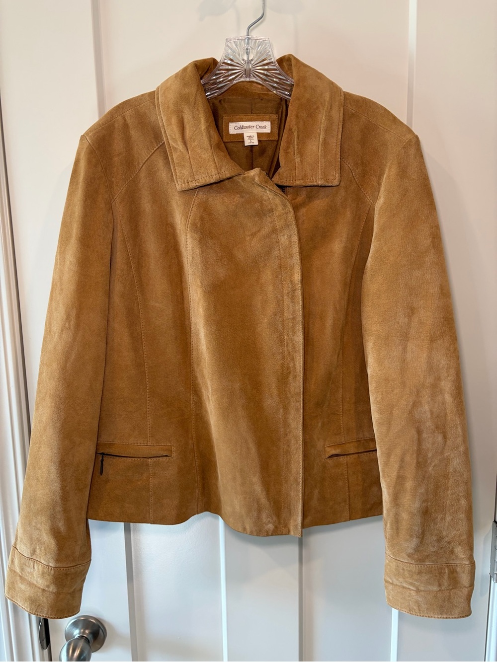 Coldwater Creek Genuine Suede Leather Moto/Asymmetric Zip Jacket